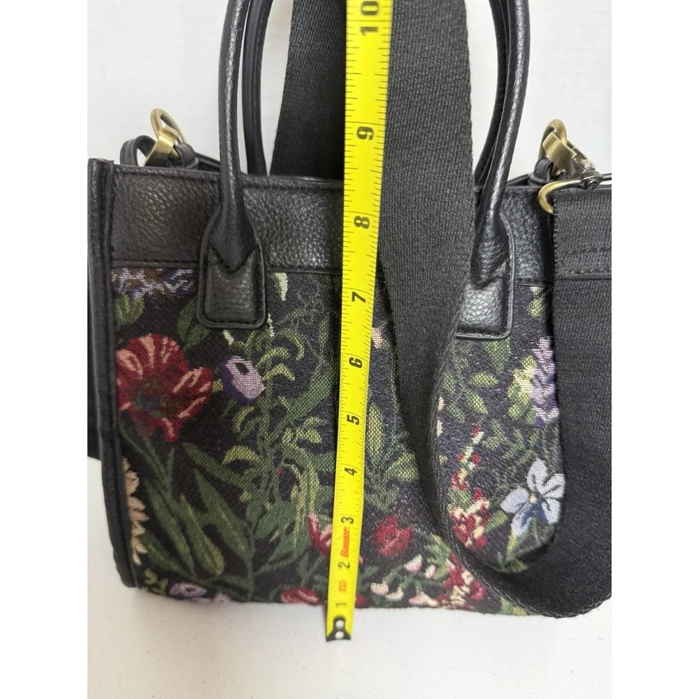 Unbranded Floral Tapestry Crossbody Satchel Purse Black Top Handle Bag